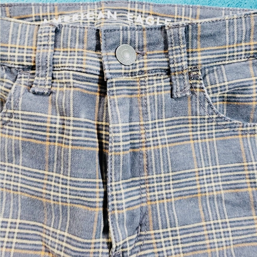 American Eagle Outfitters Super Stretch Plaid Chinos - Gray and Tan NWOT Size 00 - Picture 2 of 7
